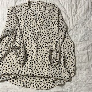 Lush Cream and Black Animal Print Blouse